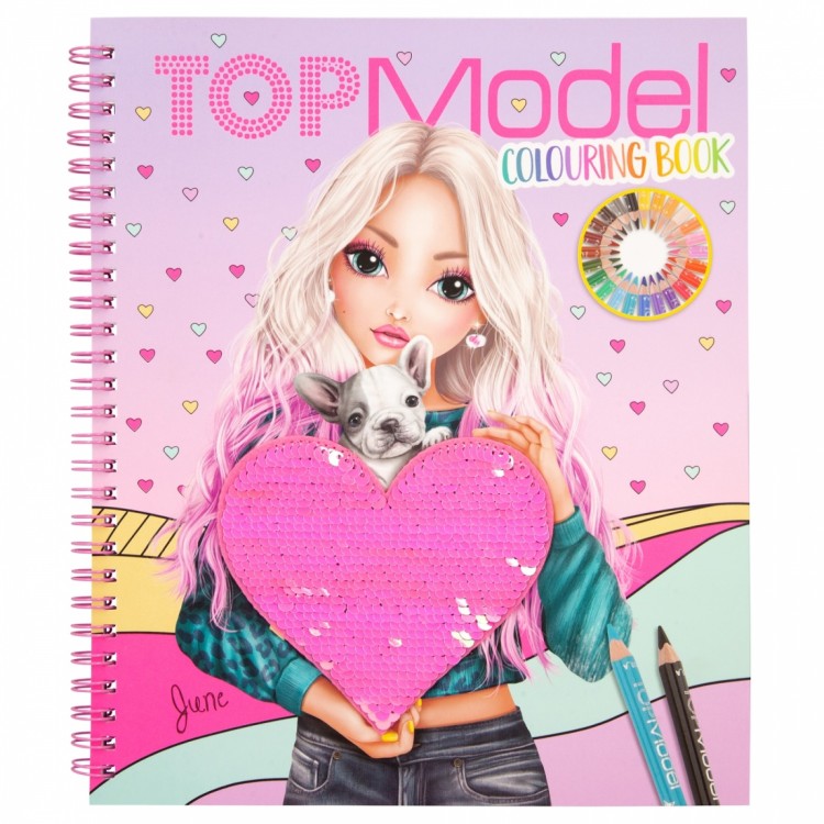 Top Model Colouring Book with Sequin Heart Cover - Bright Star Toys